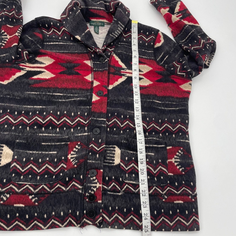 Tribal Print Button-Front Cardigan Sweater - Black & Red - Picture 12 of 15